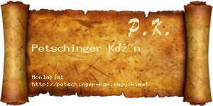 Petschinger Kán névjegykártya